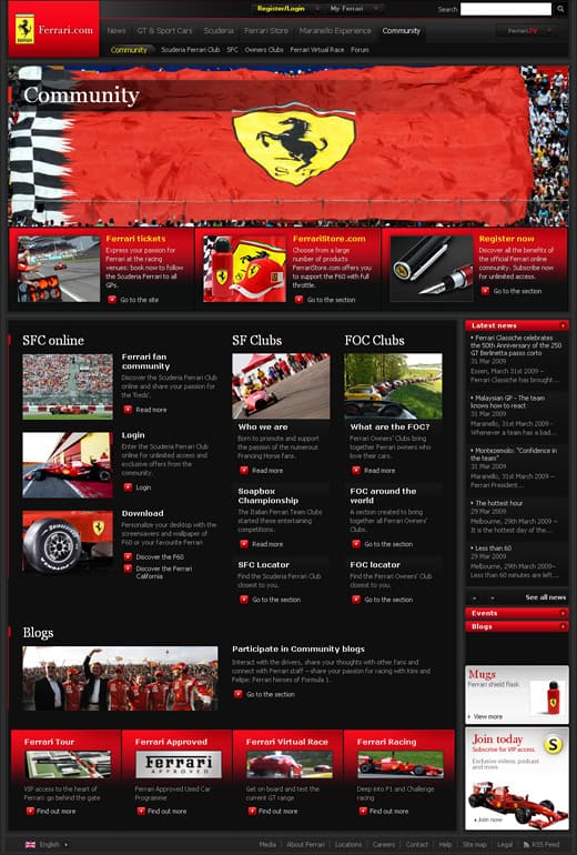 Открытие сезона F1 и новый сайт Ferrari